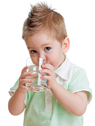 little boy with glass